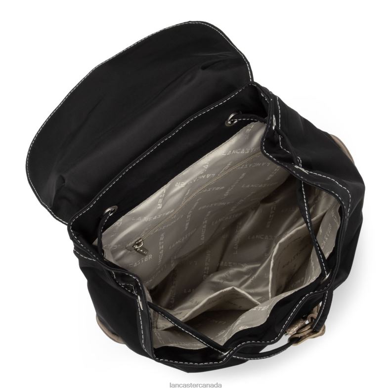 Women Backpack Basic Pompon 4J6H4584 Bag Noir-Galet-Champagne Lancaster Paris