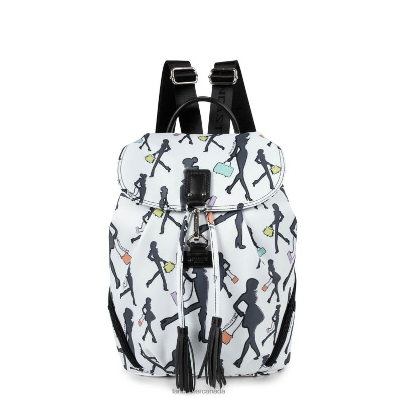 Women Backpack Basic Pompon 4J6H4588 Bag Blanc Multi Lancaster Paris