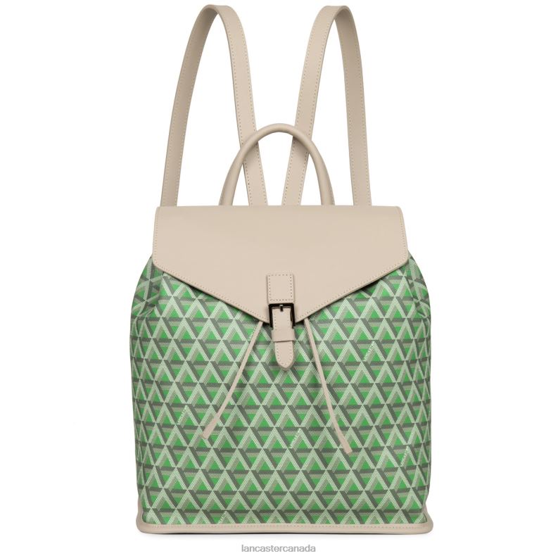 Women Backpack Ikon 4J6H4575 Bag Vert Prairie-Beige Lancaster Paris