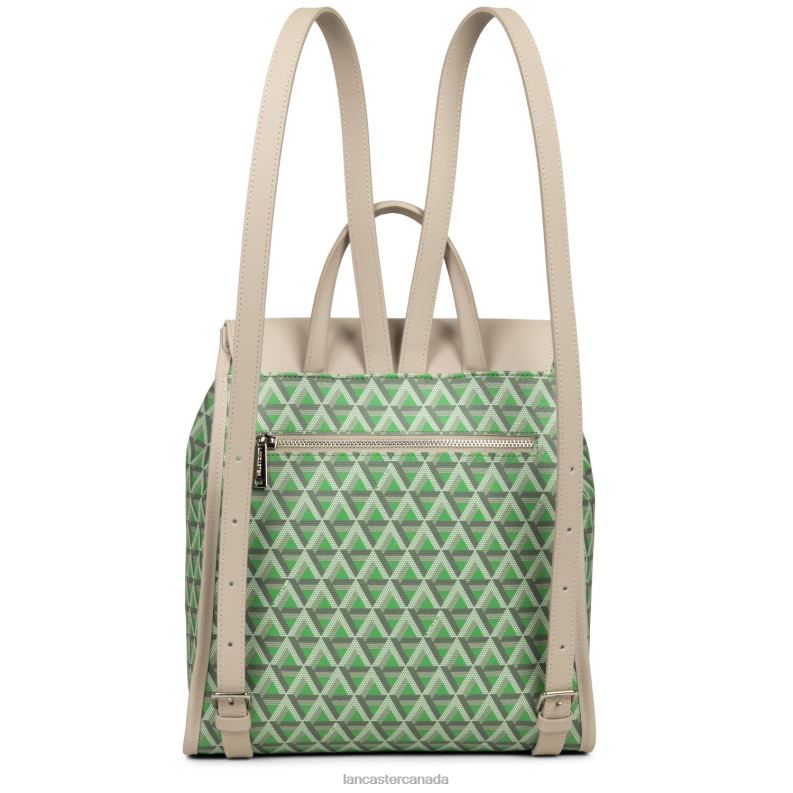 Women Backpack Ikon 4J6H4575 Bag Vert Prairie-Beige Lancaster Paris
