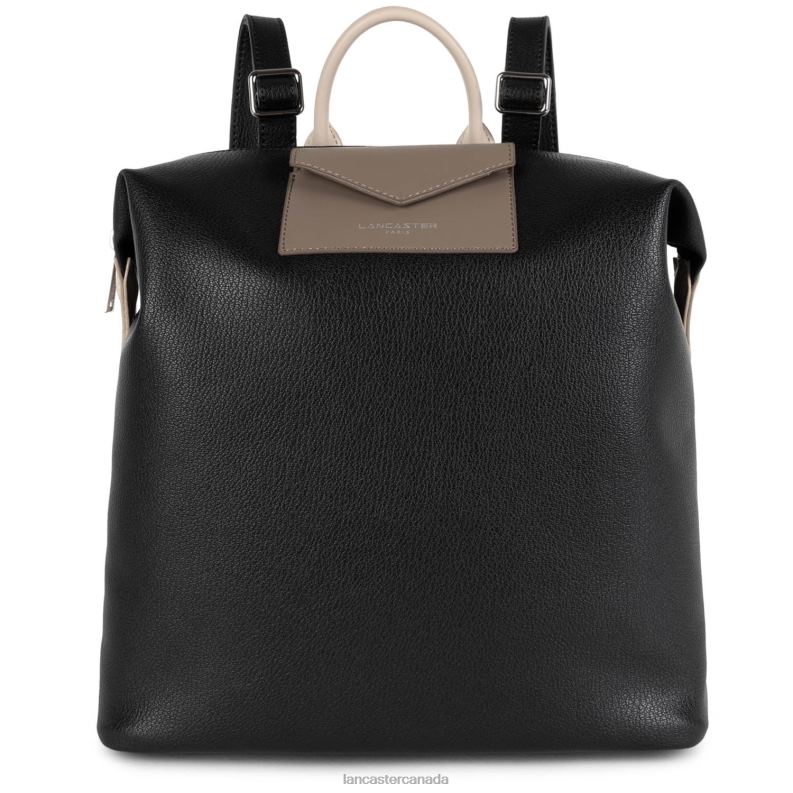 Women Backpack Maya 4J6H4641 Bag Noir-Taupe-Galet Rose Lancaster Paris