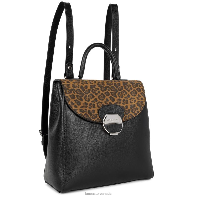 Women Backpack Pia 4J6H4558 Bag Noir-Leopard Lancaster Paris