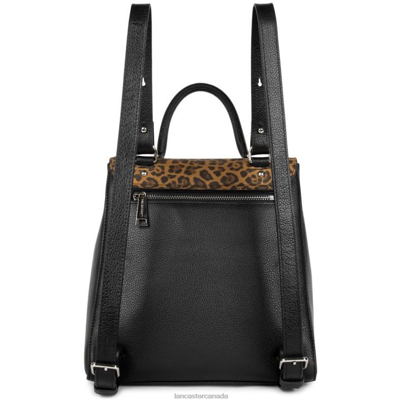 Women Backpack Pia 4J6H4558 Bag Noir-Leopard Lancaster Paris