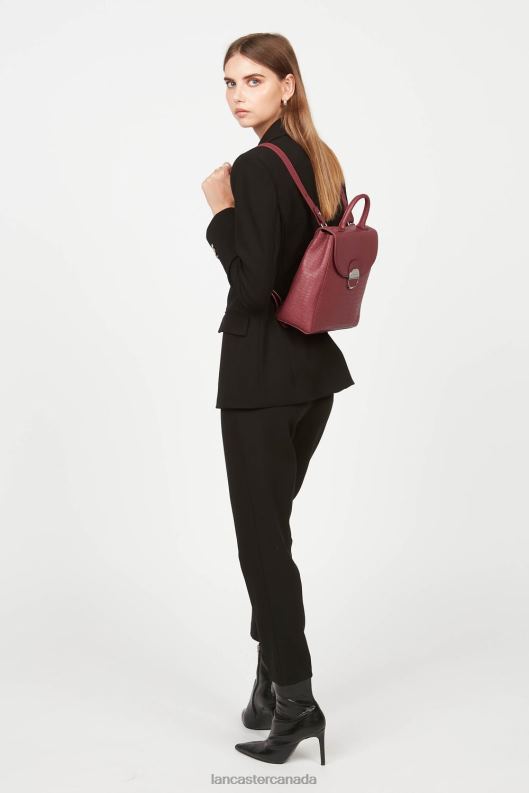 Women Backpack Pia 4J6H4564 Bag Framboise Croco Lancaster Paris
