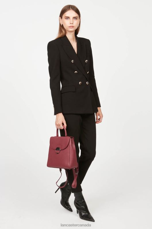 Women Backpack Pia 4J6H4564 Bag Framboise Croco Lancaster Paris