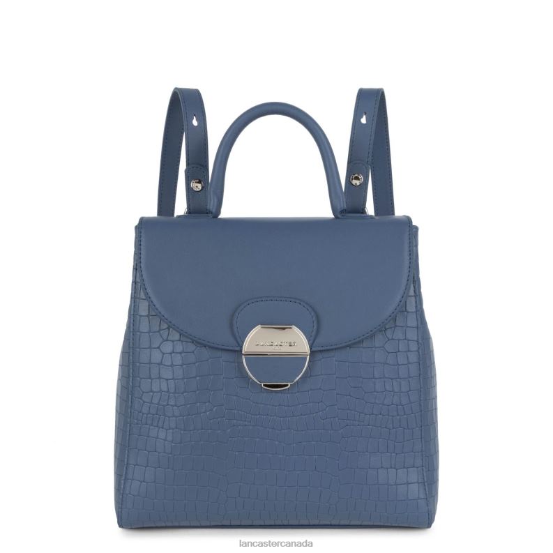 Women Backpack Pia 4J6H4566 Bag Bleu Croco Lancaster Paris