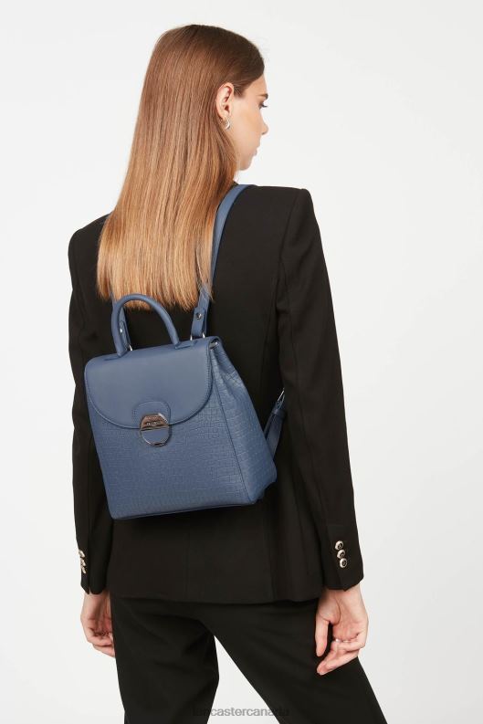 Women Backpack Pia 4J6H4566 Bag Bleu Croco Lancaster Paris