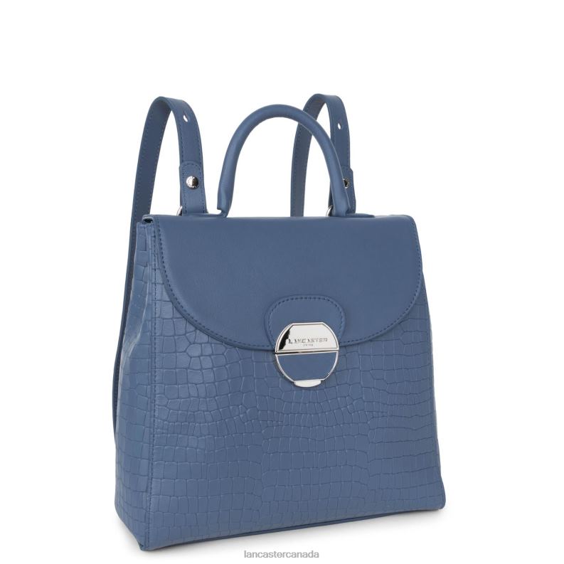 Women Backpack Pia 4J6H4566 Bag Bleu Croco Lancaster Paris