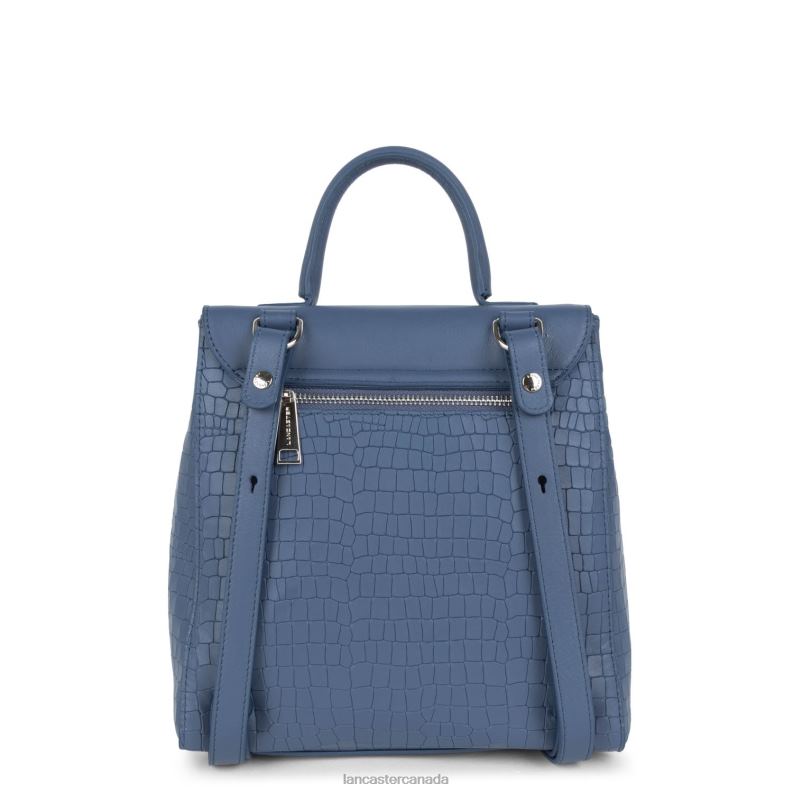 Women Backpack Pia 4J6H4566 Bag Bleu Croco Lancaster Paris
