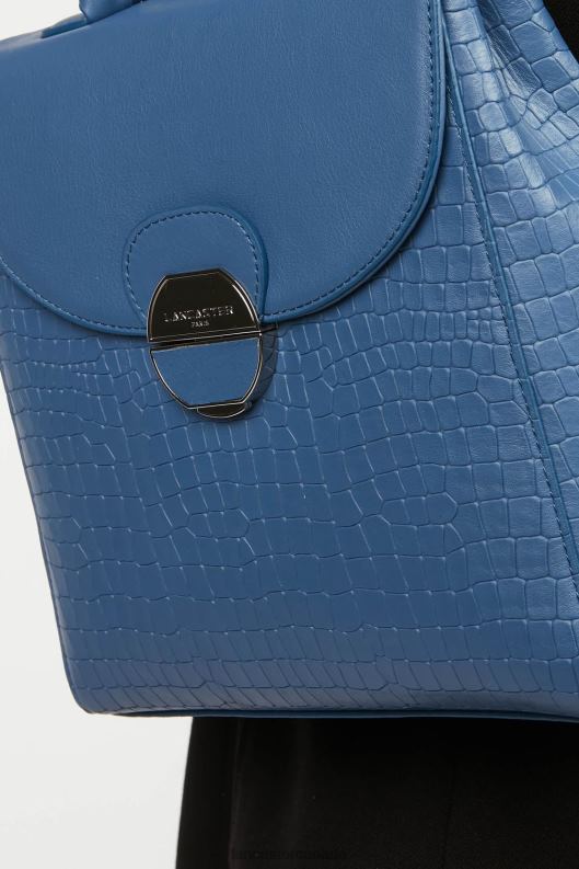 Women Backpack Pia 4J6H4566 Bag Bleu Croco Lancaster Paris