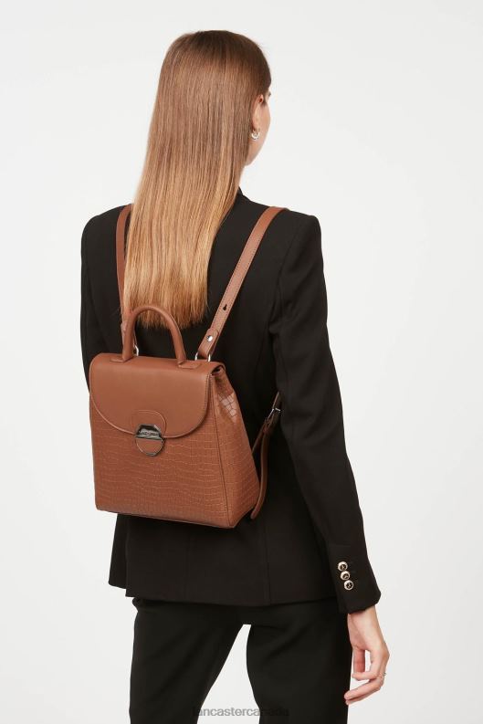 Women Backpack Pia 4J6H4567 Bag Cognac Croco Lancaster Paris