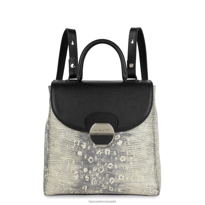 Women Backpack Pia 4J6H4568 Bag Noir Iguane Lancaster Paris