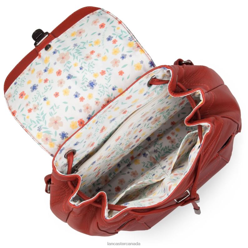 Women Backpack Soft Vintage Nova 4J6H4578 Bag Rouge Lancaster Paris
