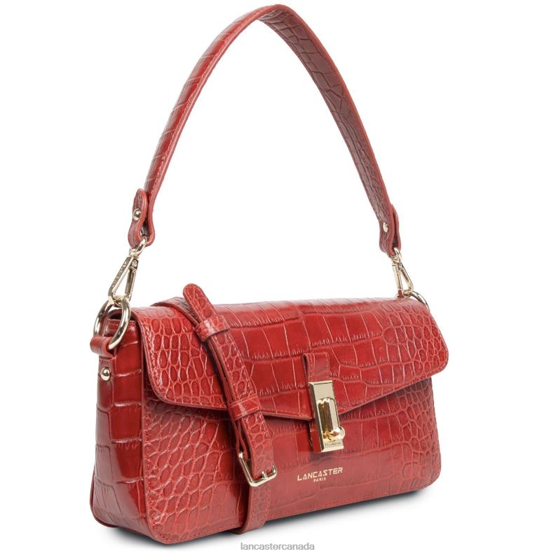 Women Baguette Bag Exotic Croco Cn 4J6H4410 Bag Rouge Lancaster Paris