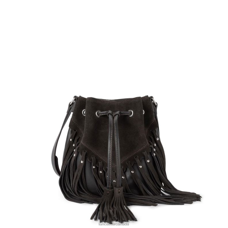 Women Bucket Bag Country Fringe 4J6H4542 Bag Marron Lancaster Paris