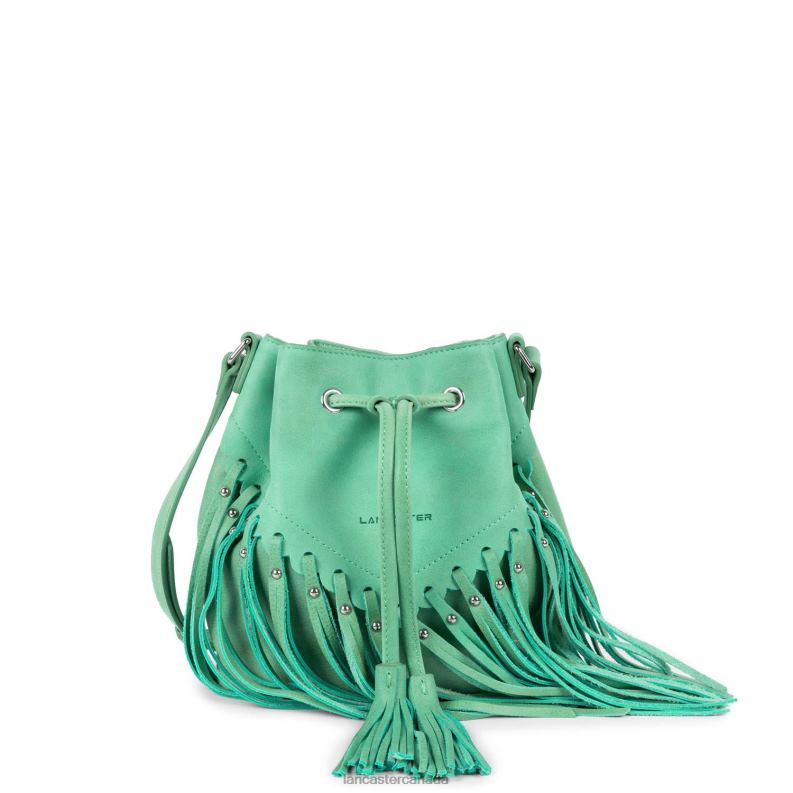 Women Bucket Bag Country Fringe 4J6H4544 Bag Turquoise Lancaster Paris