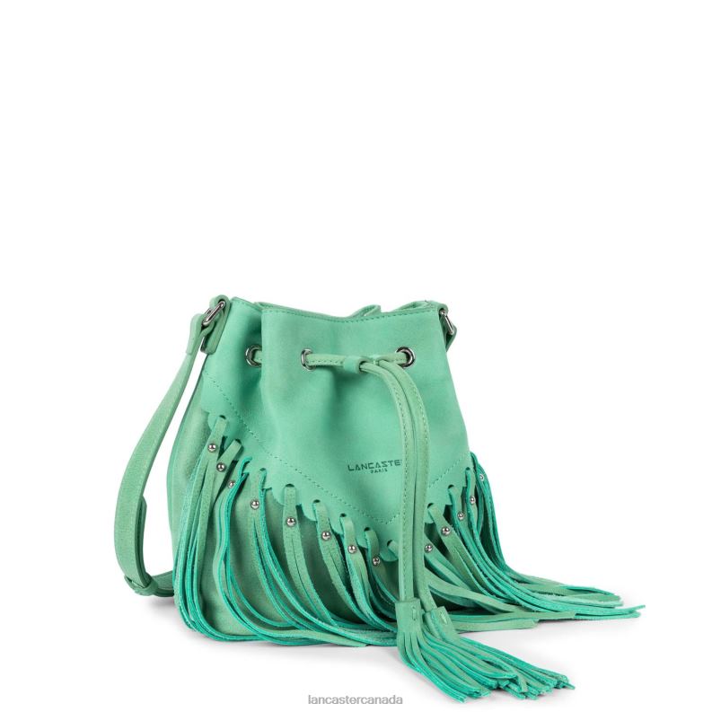 Women Bucket Bag Country Fringe 4J6H4544 Bag Turquoise Lancaster Paris