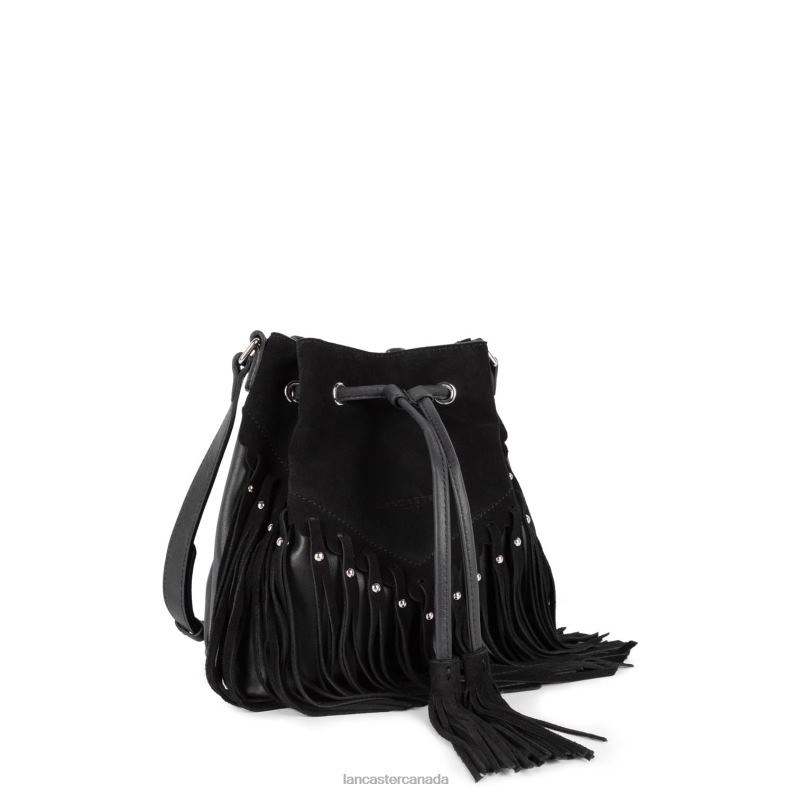 Women Bucket Bag Country Fringe 4J6H4545 Bag Noir Lancaster Paris