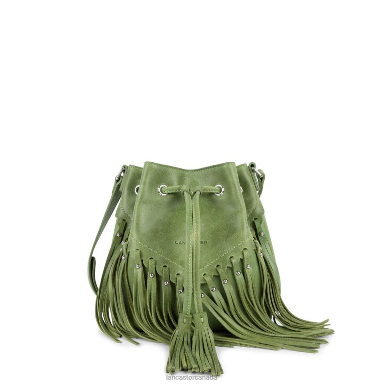 Women Bucket Bag Country Fringe 4J6H4548 Bag Vert Lancaster Paris
