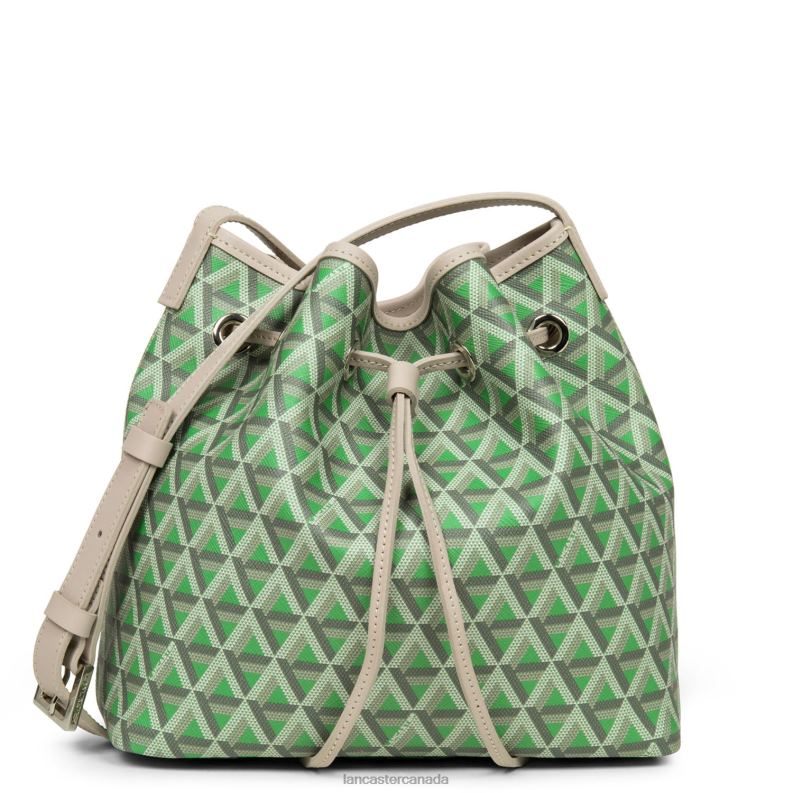 Women Bucket Bag Ikon 4J6H3869 Bag Vert Prairie-Beige Lancaster Paris