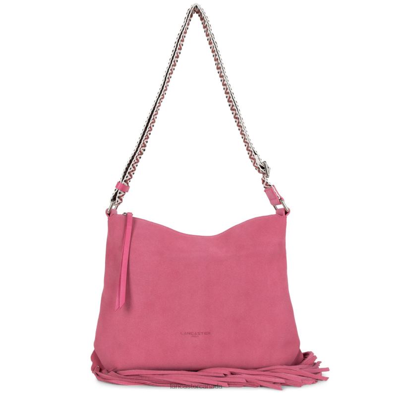Women Bucket Bag Santa Fe Fringe 4J6H3394 Bag Fuxia Lancaster Paris