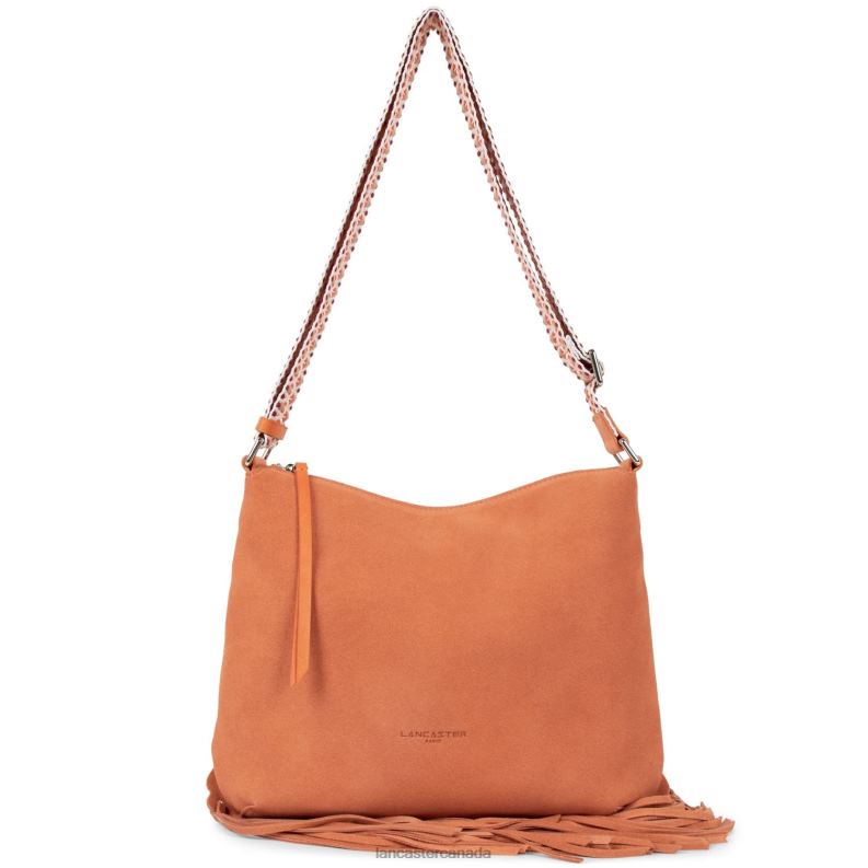 Women Bucket Bag Santa Fe Fringe 4J6H3397 Bag Orange Lancaster Paris