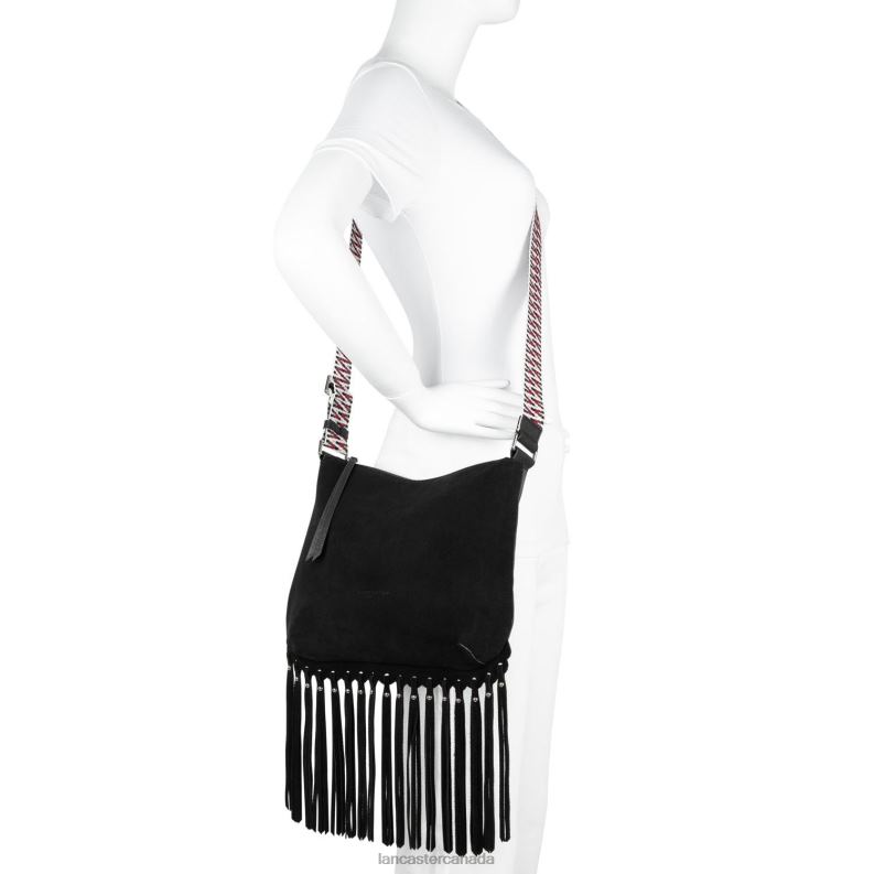 Women Bucket Bag Santa Fe Fringe 4J6H3398 Bag Vert Paon Lancaster Paris