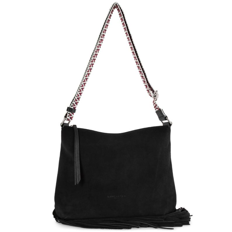 Women Bucket Bag Santa Fe Fringe 4J6H3399 Bag Noir Lancaster Paris