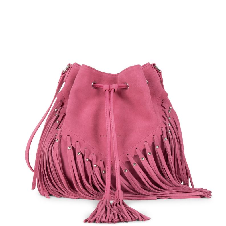 Women Bucket Bag Santa Fe Fringe 4J6H3701 Bag Fuxia Lancaster Paris