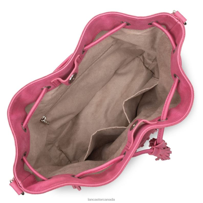Women Bucket Bag Santa Fe Fringe 4J6H3701 Bag Fuxia Lancaster Paris