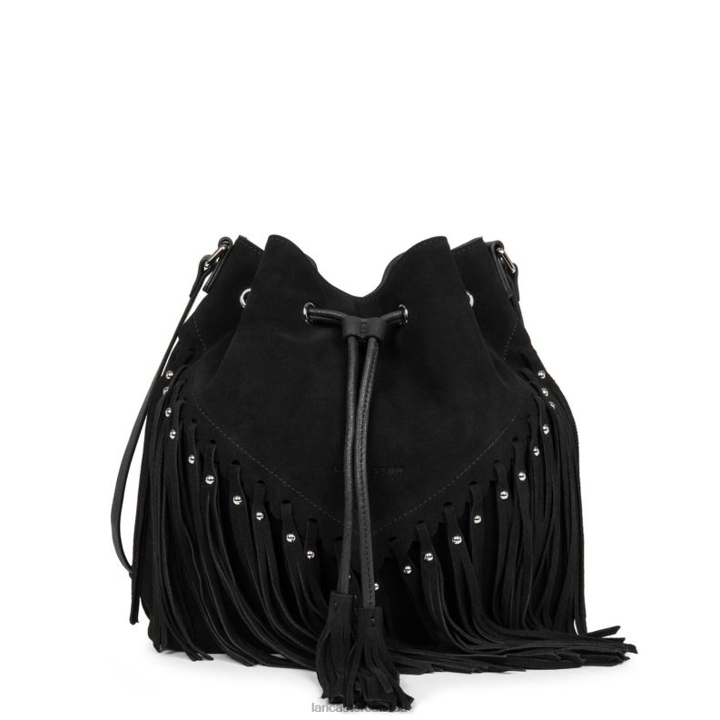 Women Bucket Bag Santa Fe Fringe 4J6H3703 Bag Noir Lancaster Paris