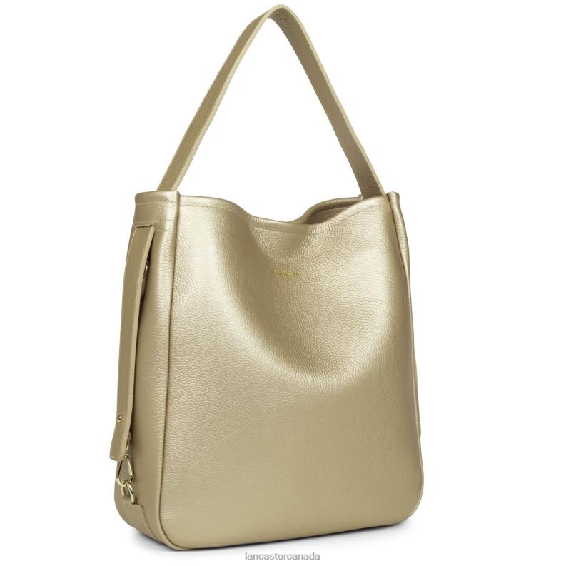 Women Large Bucket Bag Foulonne Double 4J6H3301 Bag Champagne-In-Nude Lancaster Paris