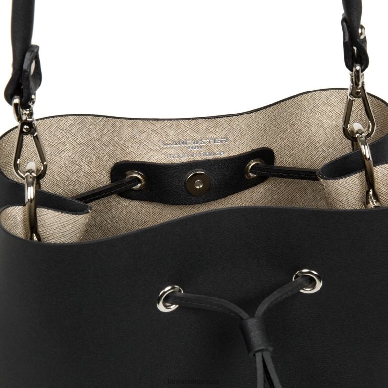Women Large Bucket Bag Pur & Element City 4J6H3501 Bag Noir-In-Champagne Lancaster Paris