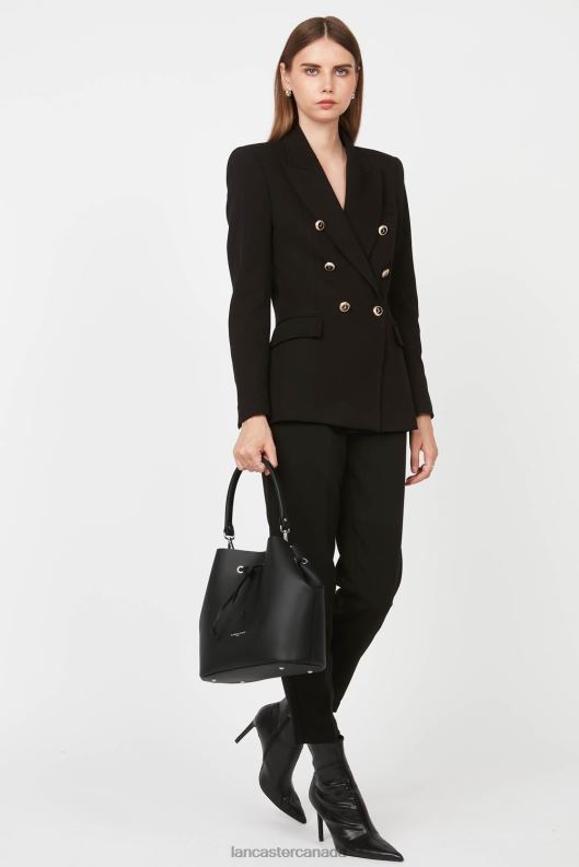 Women Large Bucket Bag Pur & Element City 4J6H3501 Bag Noir-In-Champagne Lancaster Paris