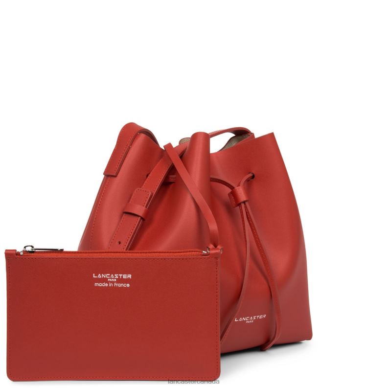 Women Large Bucket Bag Pur & Element City 4J6H3843 Bag Rouge-In-Champagne Lancaster Paris