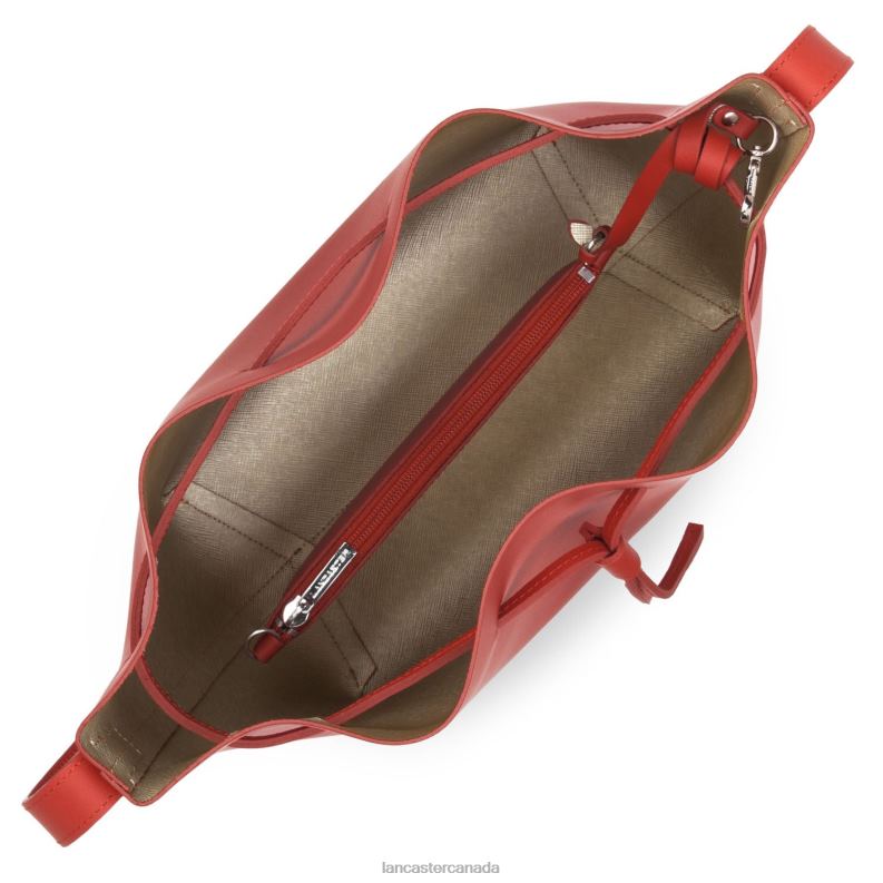 Women Large Bucket Bag Pur & Element City 4J6H3843 Bag Rouge-In-Champagne Lancaster Paris
