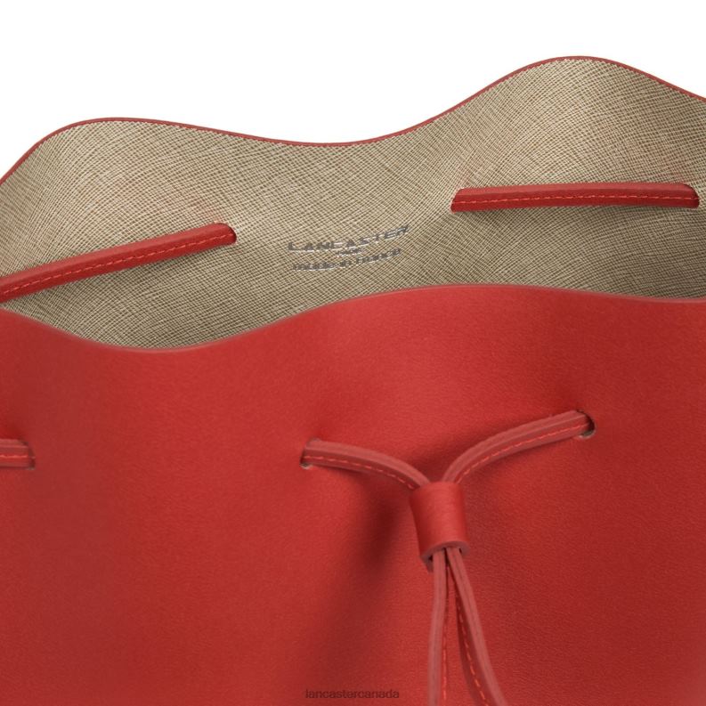 Women Large Bucket Bag Pur & Element City 4J6H3843 Bag Rouge-In-Champagne Lancaster Paris