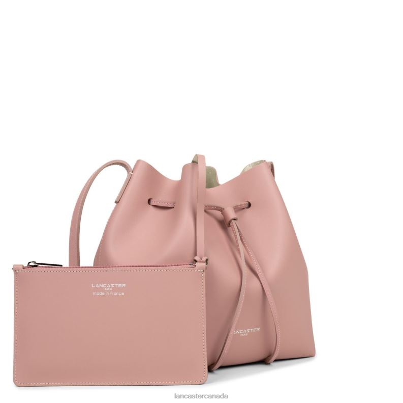 Women Large Bucket Bag Pur & Element City 4J6H3847 Bag Rose Antic-In-Champagne Lancaster Paris