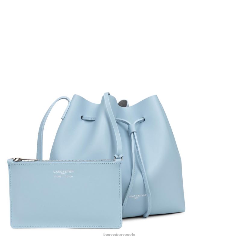 Women Large Bucket Bag Pur & Element City 4J6H3853 Bag Bleu Ciel-In-Argent Lancaster Paris