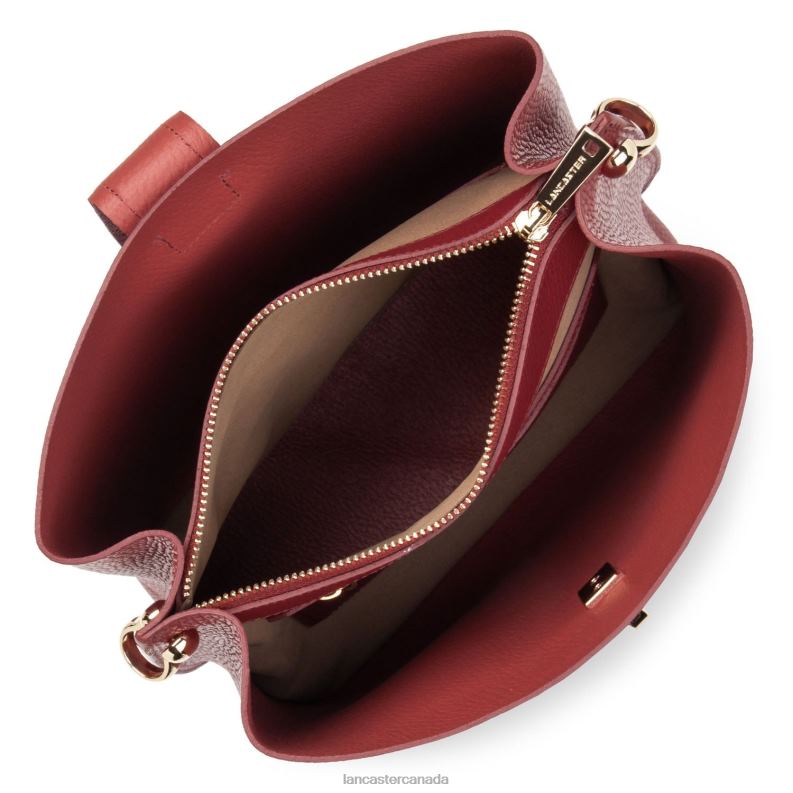 Women Small Bucket Bag Foulonne Double 4J6H3821 Bag Carmin-In-Blush Lancaster Paris