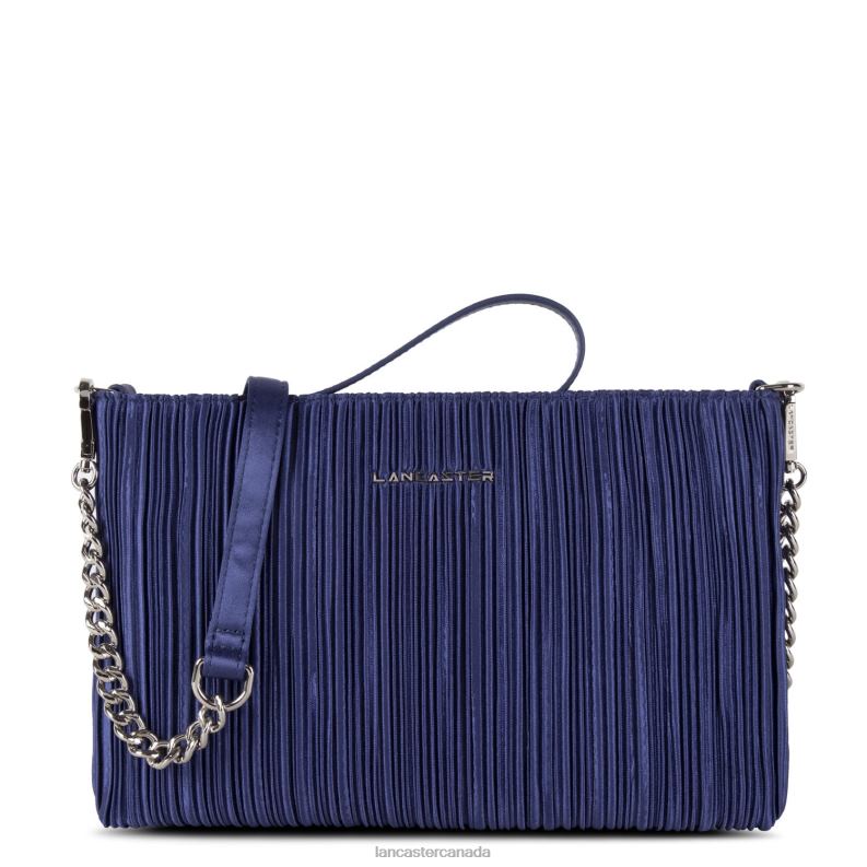 Women Clutch Ceremonie Satin Drape 4J6H1193 Bag Bleu Fonce Lancaster Paris
