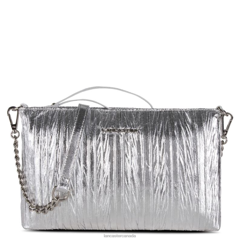 Women Clutch Ceremonie Satin Drape 4J6H1195 Bag Argent Lancaster Paris