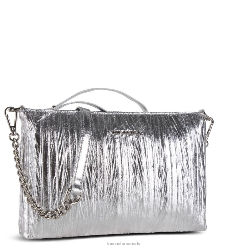Women Clutch Ceremonie Satin Drape 4J6H1195 Bag Argent Lancaster Paris