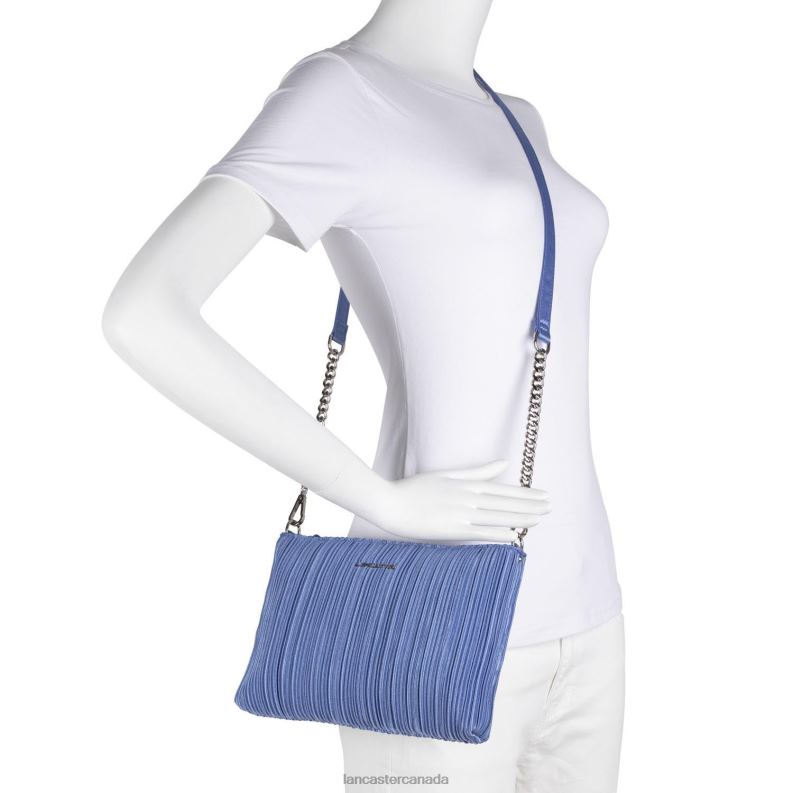 Women Clutch Ceremonie Satin Drape 4J6H1196 Bag Bleu Azur Lancaster Paris
