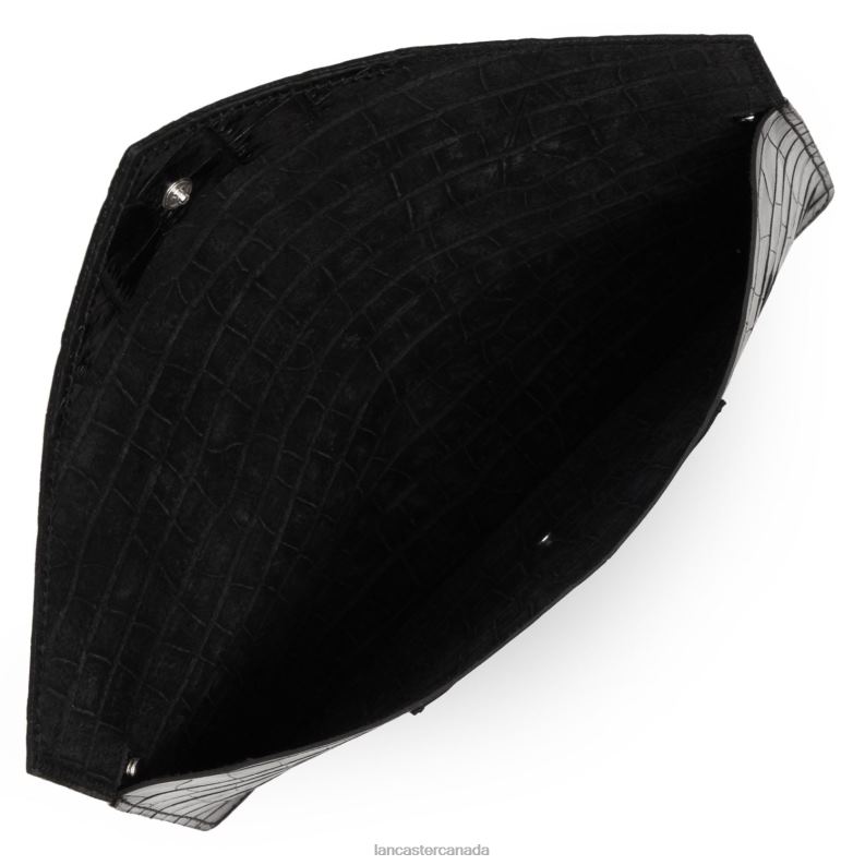 Women Clutch Exotic Croco 4J6H1165 Bag Noir Lancaster Paris