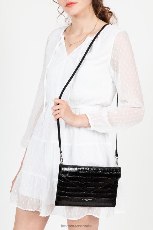 Women Clutch Exotic Croco 4J6H1165 Bag Noir Lancaster Paris
