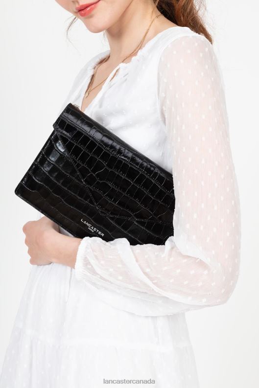 Women Clutch Exotic Croco 4J6H1165 Bag Noir Lancaster Paris