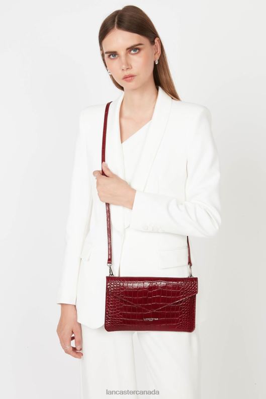 Women Clutch Exotic Lezard & Croco Fr 4J6H1256 Bag Carmin Lancaster Paris
