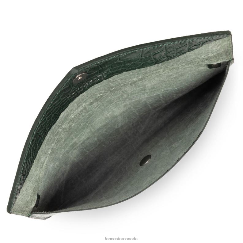 Women Clutch Exotic Lezard & Croco Fr 4J6H1257 Bag Vert Foret Lancaster Paris