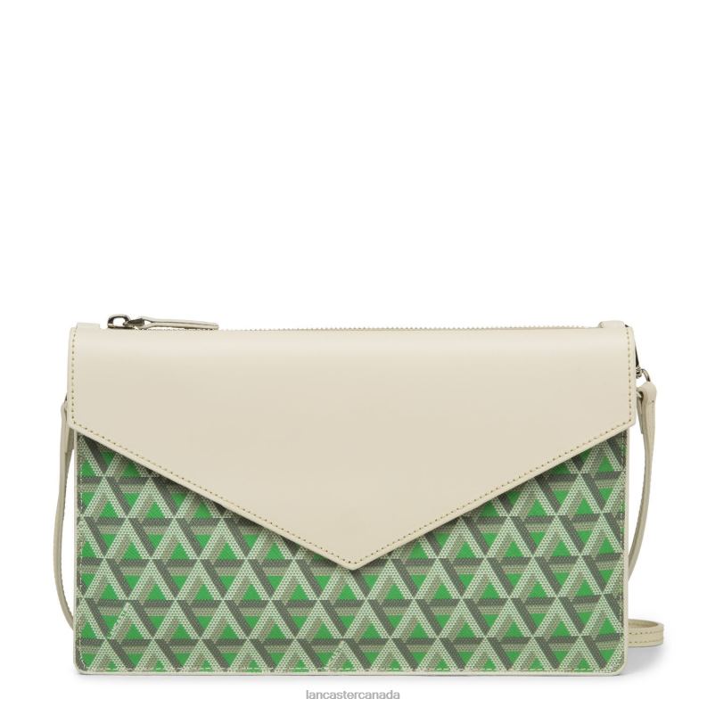 Women Clutch Ikon 4J6H1174 Bag Vert Prairie-Beige Lancaster Paris